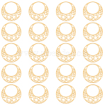 20Pcs 304 Stainless Steel Filigree Joiners Links, Laser Cut, Flat Round, Real 14K Gold Plated, 15x0.5mm(STAS-DC0011-42)