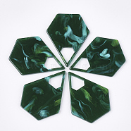 Cellulose Acetate(Resin) Pendants, Pentagon, Dark Green, 41.5x32.5x2mm, Hole: 11x10mm(KY-S158-54D)