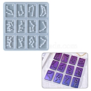 Twelve Constellations Rectangle Pendants Silicone Molds, Resin Casting Molds, for UV Resin, Epoxy Resin Jewelry Making, White, 105x99x3.5mm, Hole: 2mm, Inner Diameter: 19x29mm(DIY-G073-02)