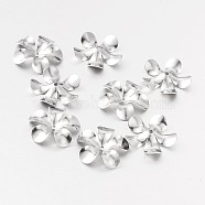 Flower 5-Petal 316 Surgical Stainless Steel Bead Caps, Stainless Steel Color, 15x2.5mm, Hole: 1mm(X-STAS-M257-01)