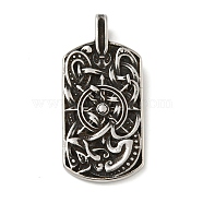 316 Surgical Stainless Steel Pendants, Antique Silver, Rectangle, 47x22x8mm, Hole: 4x5.5mm(STAS-Z073-75AS-04)