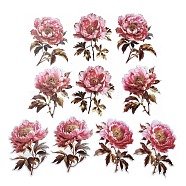 10Pcs 5 Styles Flower PET Waterproof Stickers, Floral Self-Adhesive Decals for DIY Scrapbooking, Photo Album Decoration, Pearl Pink, 115~125x85~88x0.2mm, 2pcs/style(STIC-C004-01B)