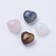 Natural & Synthetic Mixed Stone Heart Love Stones, Pocket Palm Stones for Reiki Balancing, 15~15.5x15x10mm(DJEW-P009-02)