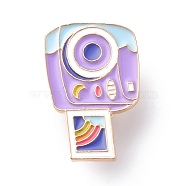 Camera Enamel Pin, Light Gold Alloy Badge for Backpack Clothes, Purple, 21x28x2mm, Pin: 1mm(ENAM-K021-06B)