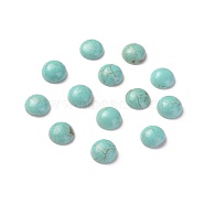 Natural Howlite Cabochons, Dyed, Half Round, Turquoise, 6x3mm(TURQ-L031-033C-03)