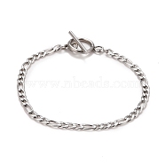 304 Stainless Steel Chain Bracelets for Women or Men, Figaro Chain Bracelets, Stainless Steel Color, 8 inch(20.3cm)(BJEW-A039-03P)
