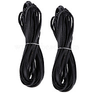 Flat Leather Jewelry Cord, Jewelry DIY Making Material, Black, 3x1.4mm, about 10.94 Yards(10m)/Roll(WL-GF0001-06D-01)