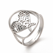 304 Stainless Steel Kite Adjustable Ring for Women, Stainless Steel Color, US Size 6 1/4(16.7mm)(RJEW-B027-21P)