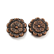 Tibetan Style Alloy Beads, Lead Free & Cadmium Free, Flower, Red Copper, 9x9x3mm, Hole: 1mm, about 1086pcs/1000g(PALLOY-F307-06R)