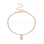 Fashionable and Creative Rhinestone Anklet Bracelets, English Letter B Hip-hop Creative Beach Anklet for Women, Golden(DA6716-2)