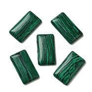 Synthetic Malachite Pendants, Rectangle Charms, 45.5x24.5x6.5mm, Hole: 1.8mm(G-C028-06)