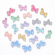 Resin Cabochons, Nail Art Decoration Accessories, AB Color Plated, Bowknot, Mixed Color, 7x11x3mm(MRMJ-R063-07)