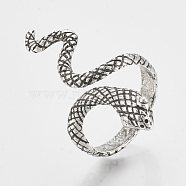 Alloy Cuff Finger Rings, Snake, Antique Silver, Size 9, 19mm(RJEW-N027-24)