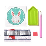 DIY Rabbit Pattern Diamond Painting Stickers Kits for Kids, Including Paper Picture, Resin Rhinestone, Plastic Tray Plate, Pen and Glue Clay, Colorful, 0.3x0.1cm, 2 bags(DIY-I068-07)