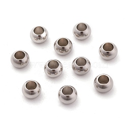 304 Stainless Steel Rondelle Beads, Large Hole Beads, Stainless Steel Color, 8x6mm, Hole: 4mm(X-STAS-I020-14)