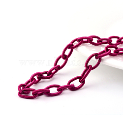 Handmade Nylon Cable Chains Loop, Oval, Medium Violet Red, 12~14x7~10x2mm, about 95cm/strand, 37.4 inch(NWIR-R034-02)
