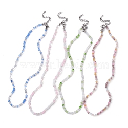 Glass Round Beaded Necklace for Women, Mixed Color, 13-3/4~14-1/8 inch(35~36cm)(NJEW-JN04479)