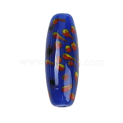 Handmade Lampwork Beads, Oval, Dark Blue, 39.5x14x14mm(LAMP-Q005-03C)