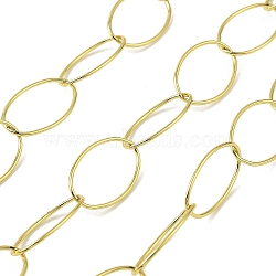 Ion Plating(IP) 304 Stainless Steel Link Chains, Oval, Soldered, Cadmium Free & Lead Free, with Spool, Real 24K Gold Plated, 25x15x1mm(CHS-H034-06G)