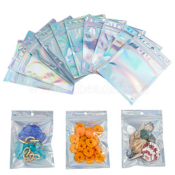 Rectangle Zip Lock Plastic Laser Bags, Resealable Bags, Clear, 14.9x10.5cm, Hole: 8mm, Unilateral Thickness: 2.7 Mil(0.07mm)(OPP-FH0001-03)