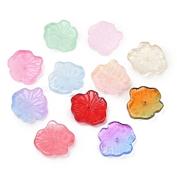 Transparent Glass Beads, Lotus Leaf, Baking Paint, Mixed Color, 20x19.5x4.5~5mm, Hole: 1.2mm(DGLA-E004-02A)