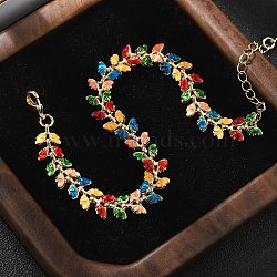 Butterfly Brass Enamel Links Bracelets for Women, Rack Plating, Cadmium Free & Lead Free, Long-Lasting Plated, Real 18K Gold Plated, 7-3/8 inch(18.8cm)(BJEW-B125-01G)