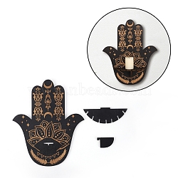 Hamsa Hand Wooden Crystal Sphere Display Stands, Witch Stuff Wiccan Altar Decor, Witchy Supplies Small Tray, for Witchcraft, Black, 300x250x55mm(AJEW-G047-01C)