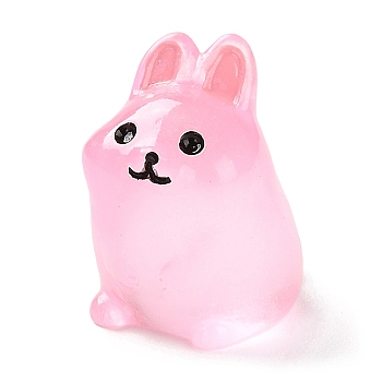 Rabbit Luminous Resin Display Decorations, Glow in the Dark, for Car or Home Office Desktop Ornaments, Pink, 17.5x16x21.5mm