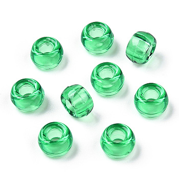 Transparent Plastic Beads, Barrel, Sea Green, 9x6mm, Hole: 3.8mm, about 1950pcs/500g
