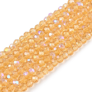 Electroplate Glass Beads Strands, Half Rainbow Plated, Faceted, Rondelle, Peru, 2.3~2.7x2mm, Hole: 0.4mm, about 150~155pcs/strand, 32~33cm