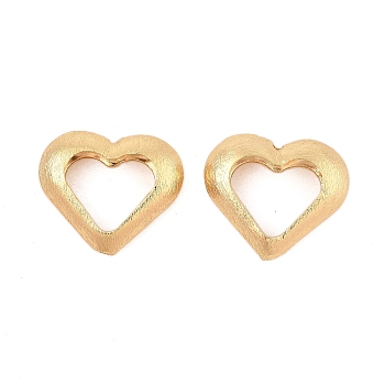 Brass Bead Frame, Heart, Real 18K Gold Plated, 22x25x6mm, Hole: 0.9mm