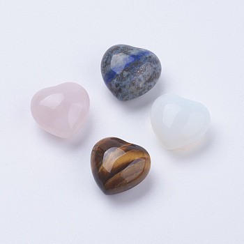 Natural & Synthetic Mixed Stone Heart Love Stones, Pocket Palm Stones for Reiki Balancing, 15~15.5x15x10mm