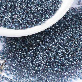 MIYUKI Round Rocailles Beads, Japanese Seed Beads, (RR3747) Fancy Lined Anchor Grey, 15/0, 1.5mm, Hole: 0.7mm, about 27777pcs/50g