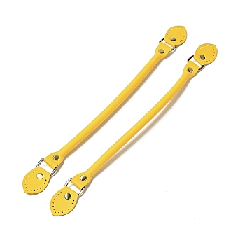 Leaf End Microfiber Leather Sew on Bag Handles, with Alloy Studs & Iron Clasps, Bag Strap Replacement Accessories, Yellow, 39.5x3.15x1.25cm