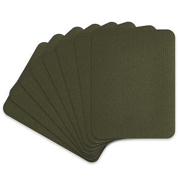 Iron on/Sew on Imitation Jean Cloth Repair Patches, Rectangle, Dark Olive Green, 125x95x0.3mm
