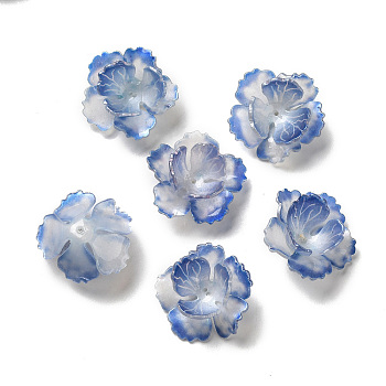 Flower Bead Cap, for DIY Jewelry Making, Royal Blue, 25~27x11~13mm, Hole: 1~1.4mm