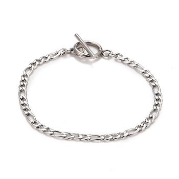 304 Stainless Steel Chain Bracelets for Women or Men, Figaro Chain Bracelets, Stainless Steel Color, 8 inch(20.3cm)