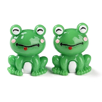 Cartoon Cute Resin 3D Frog Figurines, for Home Office Desktop Decoration, Sea Green, 33.5x27.5x23mm