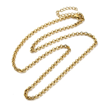 Ion Plating(IP) 304 Stainless Steel Rolo Chain Necklaces, Golden, 17.72 inch(45cm)