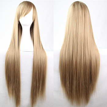 31.5 inch(80cm) Long Straight Cosplay Party Wigs, Synthetic Heat Resistant Anime Costume Wigs, with Bang, Blonde, 31.5 inch(80cm)