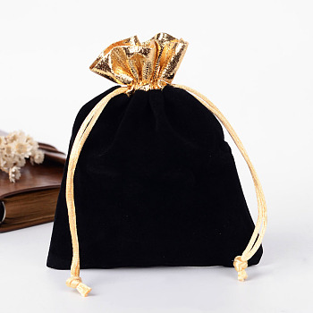Rectangle Velvet Jewelry Bag, Black, 14x11cm