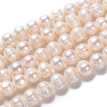 Natural Cultured Freshwater Pearl Beads Strands, Potato, Bisque, 10~11x10.5~12mm, Hole: 0.6mm, about 34pcs/strand, 14.17 inch(36cm)