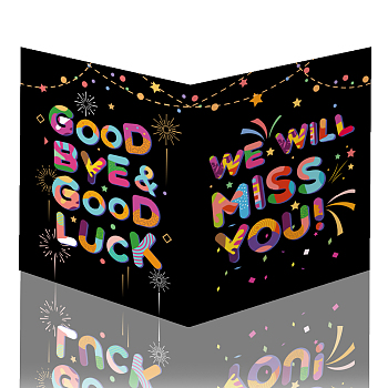Rectangle Paper Farewell Greeting Card, Word Good Bye & Good Luck & We Will Miss You Card, Word, 350x275mm
