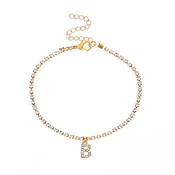 Fashionable and Creative Rhinestone Anklet Bracelets, English Letter B Hip-hop Creative Beach Anklet for Women, Golden