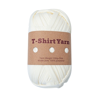 Polyester Cloth Yarn, For Hand Knitting Thick Thread, Crochet Cloth Yarn, White, 20mm, about 32.81 Yards(30m)/Skein