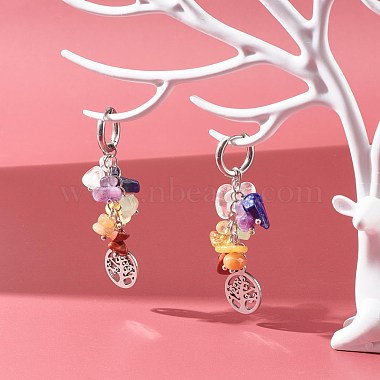 Tree of Life Charm Huggie Hoop Earrings for Girl Women(X1-EJEW-JE04672)-2