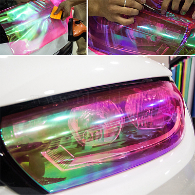 Benecreat 2piezas 2 pegatinas de plástico iridiscente para faros de coche de colores(DIY-BC0012-20)-5