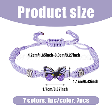 7Pcs 7 Colors Alloy Butterfly Link Bracelet(BJEW-FI0001-81)-2
