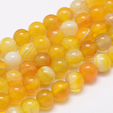 8mm Gold Round Banded Agate Beads