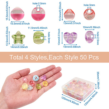 PandaHall Jewelry 200Pcs 4 Style 1-Hole Transparent Acrylic Buttons(TACR-PJ0001-04)-3